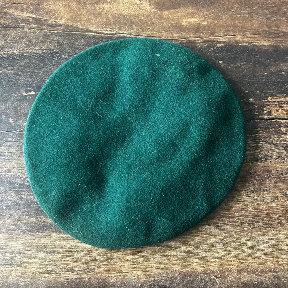 Schmidt + Hartlieb German Military Beret Forest Green Wool Leather 1989 Size 59